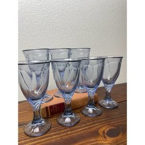 Vintage Noritake Sweet Swirl - Light Blue Wine Glasses - Set of 7